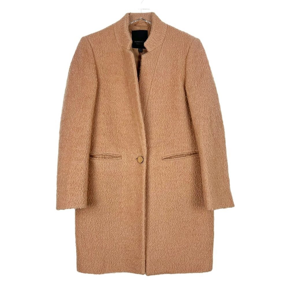 Gianni Feraud Topcoat Women's 8 Camel Wool Blend Boucle Coat Classic Neutral